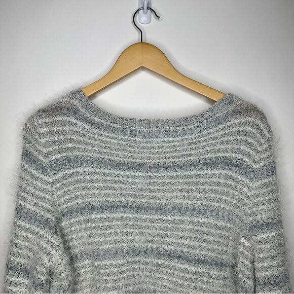 Loft Gray White Wool Fuzzy Sweater XL #D0958 - Picture 9 of 14
